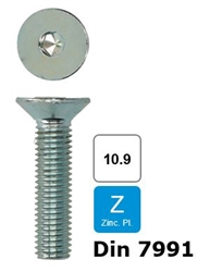 Inbusbout met verzonken kop M8x25 verzinkt 10.9 voor Beadlock