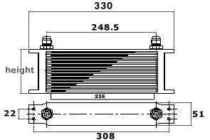 Oliekoeler mocal 25 rijen 235×194 mm heavy duty 1/2BSP